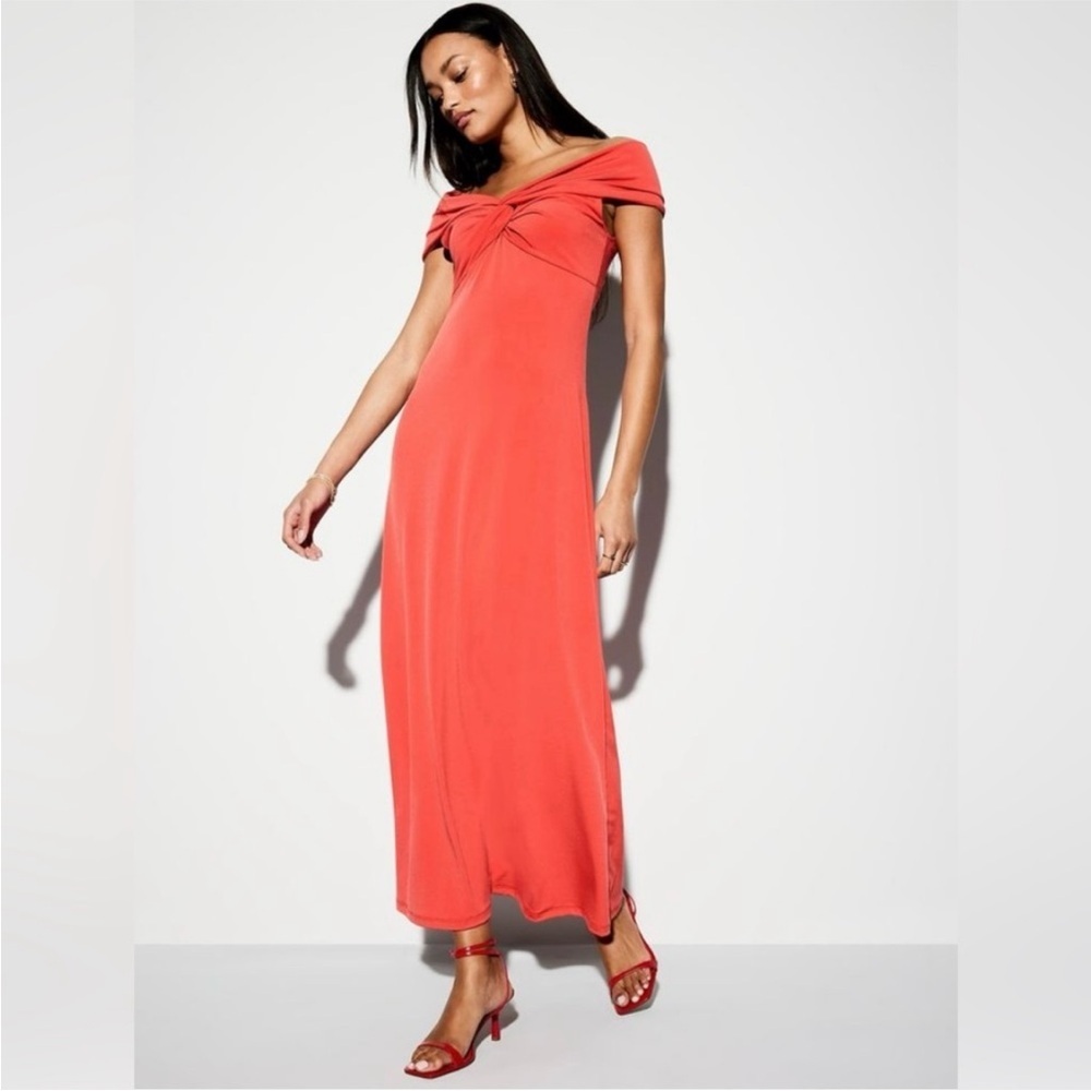 NWT! Old Navy Bright Coral The Occasion by Old Navy Off-Shoulder Maxi Dress - 🍭